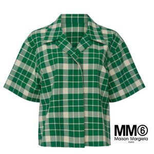 MM6 Maison Margiela Green Check Boxy Top IT 42 US 6